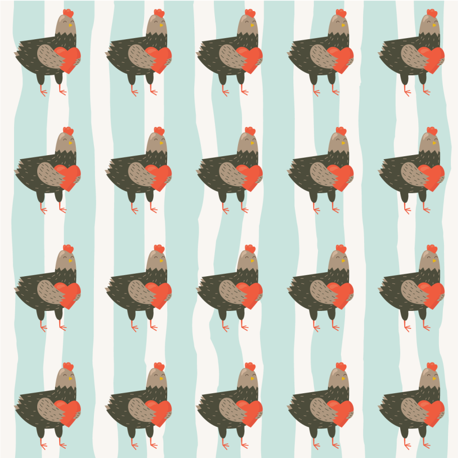 Vinyl teppe dyr med sjarmerende hønsemønster - Tenstickers