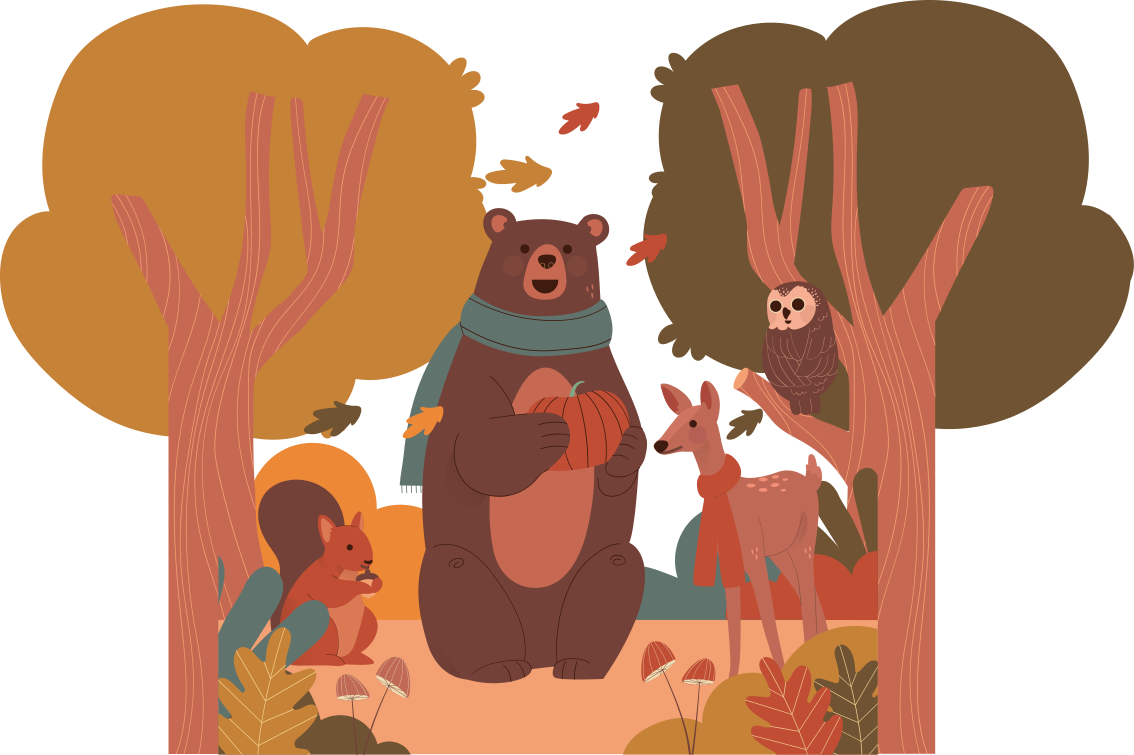 Vinyl teppe dyr høstskogskapninger - Tenstickers