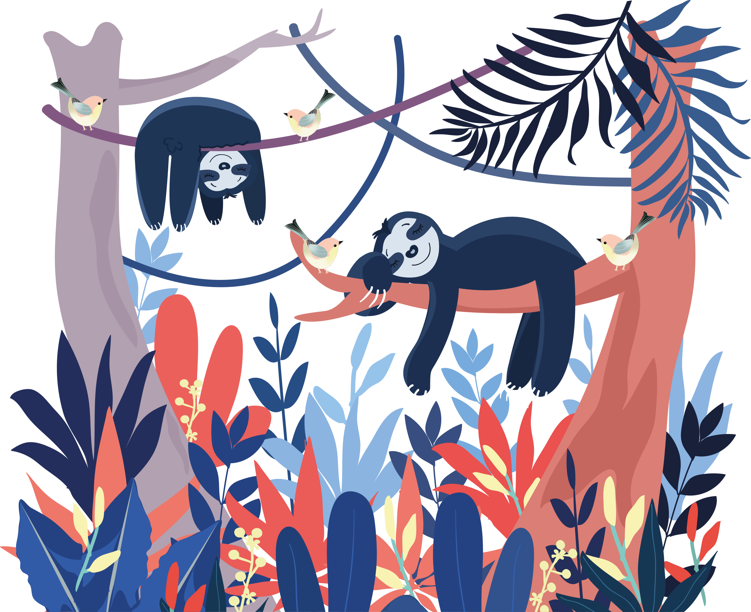 Vinyl teppe dyr lekne dovendyrscene - Tenstickers