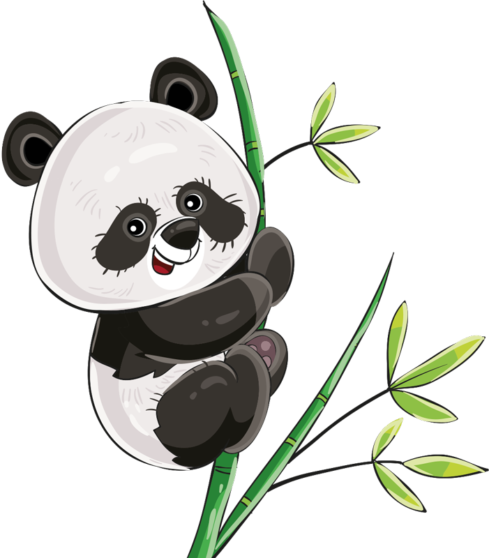 Vinyl teppe dyr panda klatrende bambus - Tenstickers