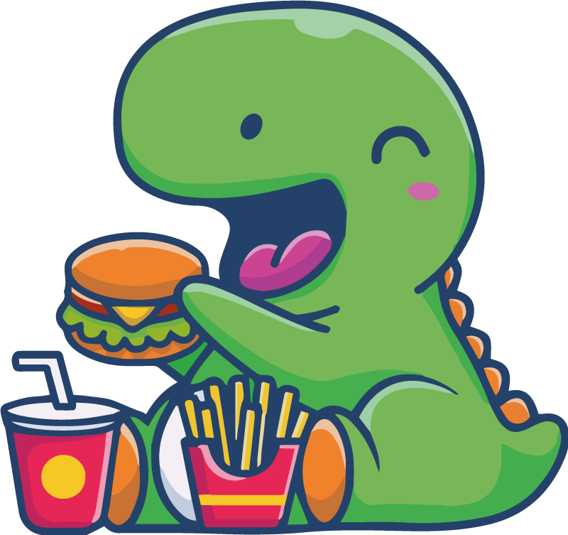 Vinyl teppe dyr glad grønn dinosaur - Tenstickers