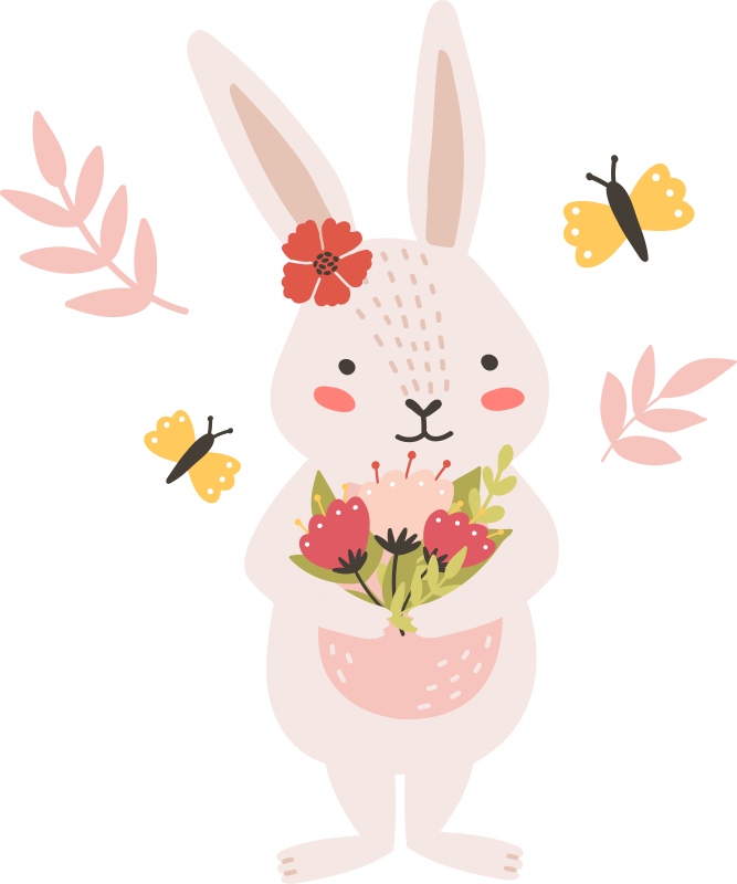 Vinyl teppe dyr søtt kaninmotiv - Tenstickers