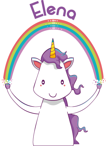 Unicorn og regnbue med navn vinyl teppe dyr - Tenstickers
