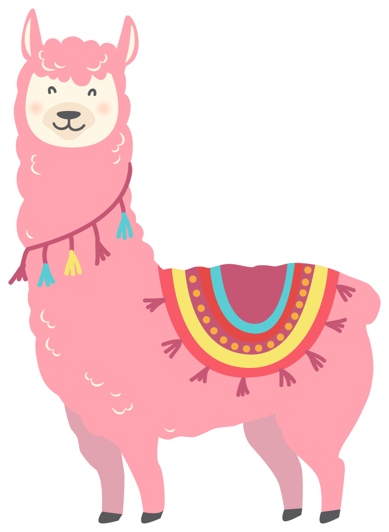 Vinyl teppe dyr llama rosa - Tenstickers