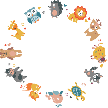 Vinyl teppe dyr baby dyr i sirkel - Tenstickers