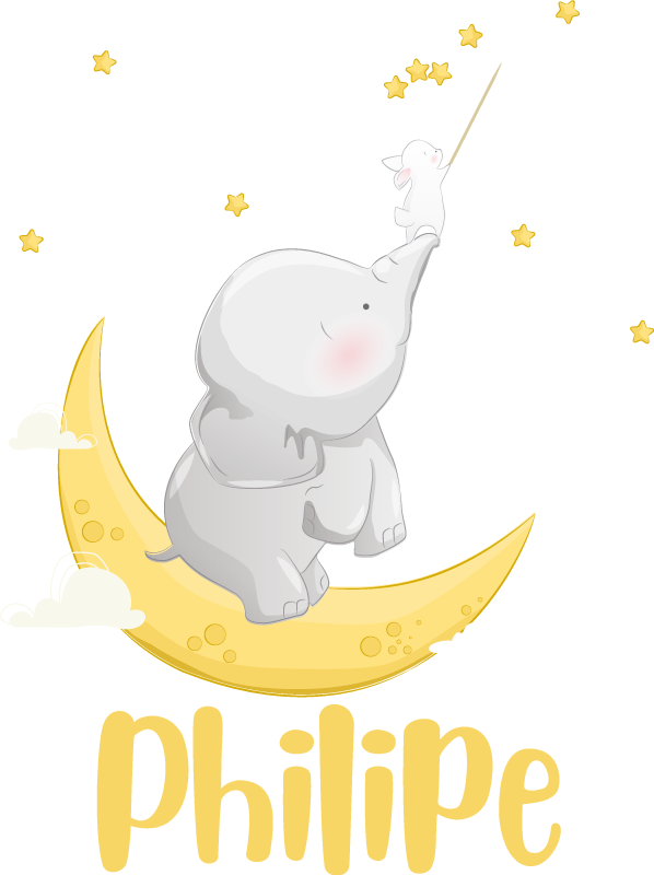 Vinyl teppe dyr tilpasset navn elefant og kanin - Tenstickers