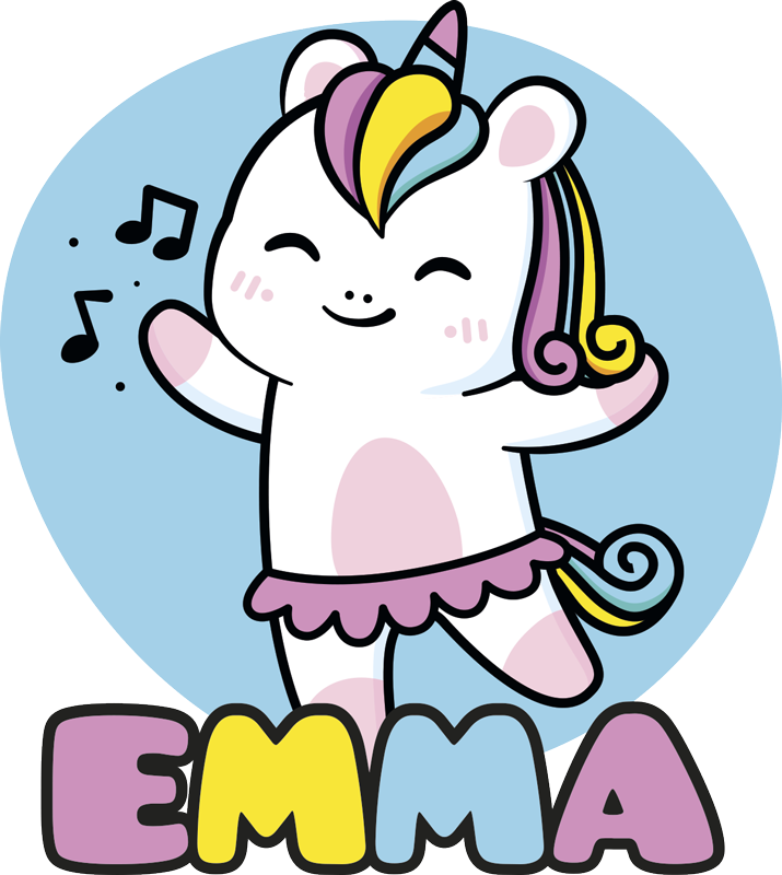 Vinyl teppe dyr ballerina enhjørning - Tenstickers