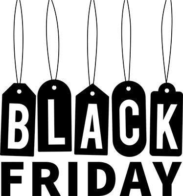 Svart og hvitt tekst black friday vinylteppe - Tenstickers