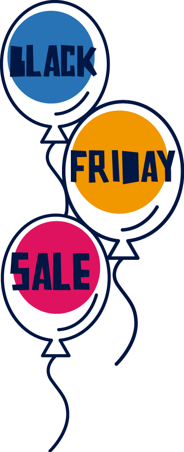 Black friday vinylteppe fargerike luftballonger - Tenstickers