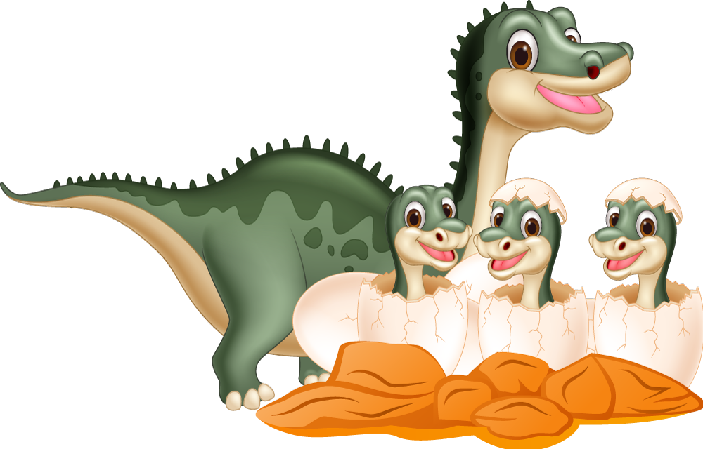 Vinyl teppe dyr søte dinosaurfamilie - Tenstickers