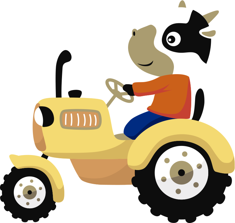 Vinyl teppe dyr ku på traktor - Tenstickers
