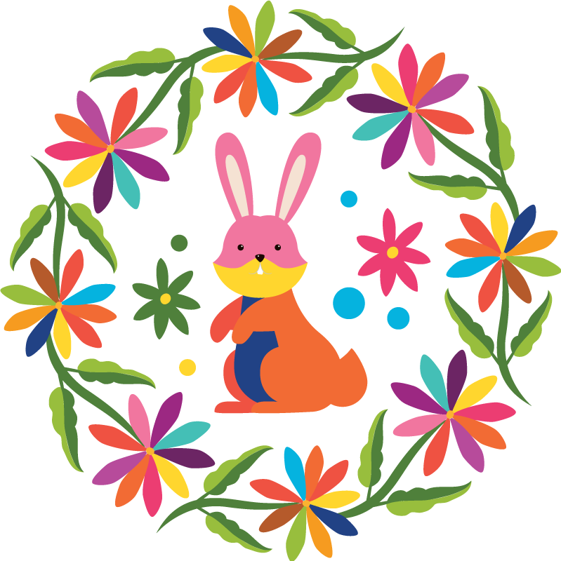 Vinyl teppe dyr fargerik kanin design - Tenstickers
