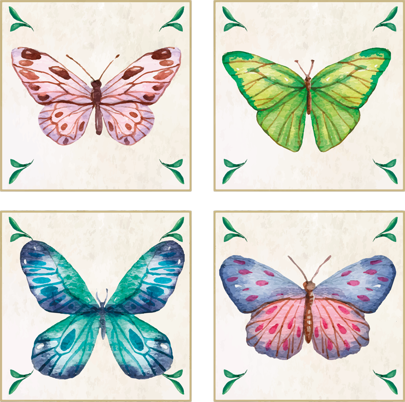 Vinyl teppe dyr med livlige sommerfugldesign - Tenstickers