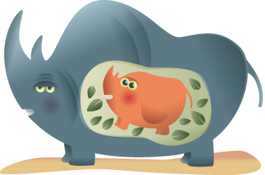 Vinyl teppe dyr gravid neshornmor - Tenstickers