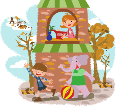 Vinyl teppe dyr elefant og barn som leker - Tenstickers