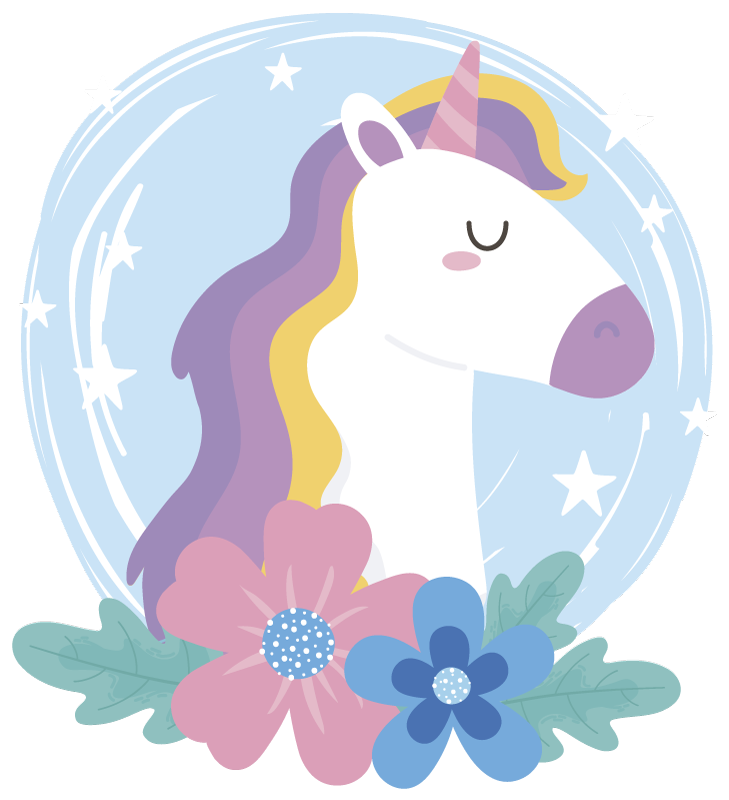 Vinyl teppe dyr med lyse hår unicorn - Tenstickers