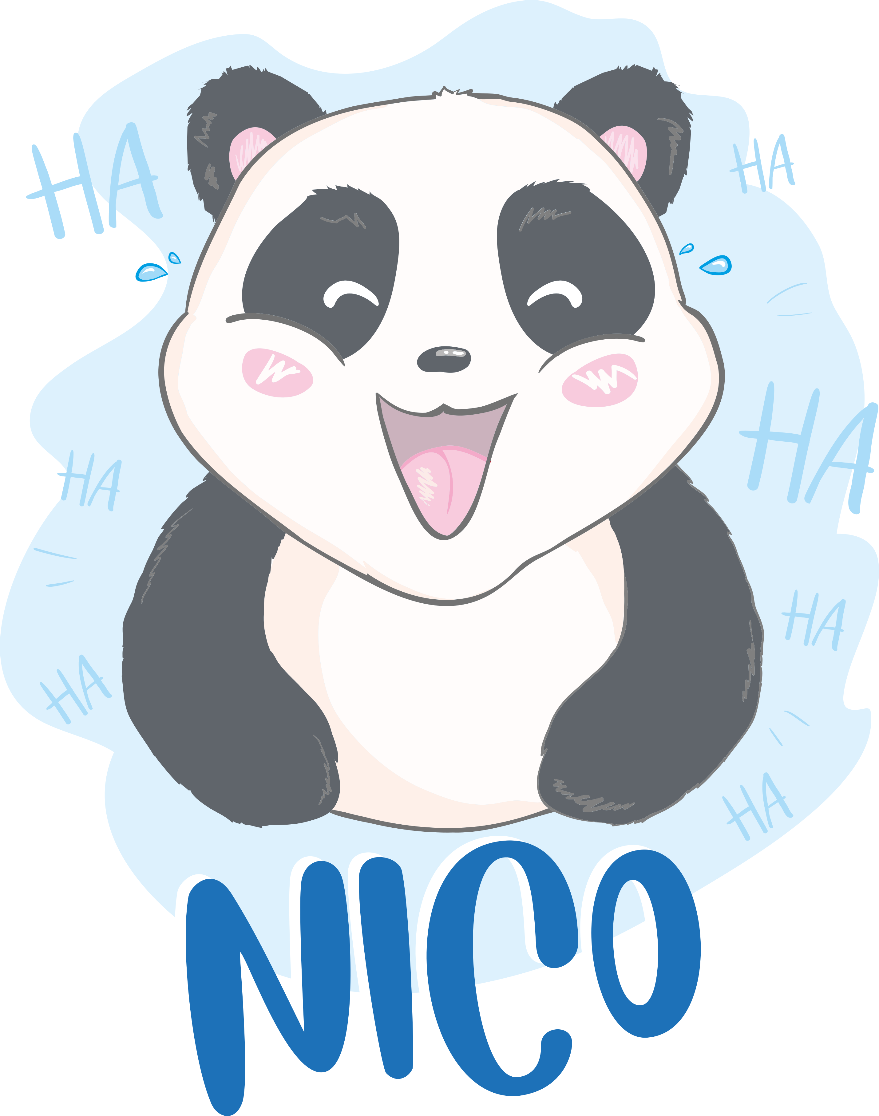 Vinyl teppe dyr baby panda overrasket med navn - Tenstickers
