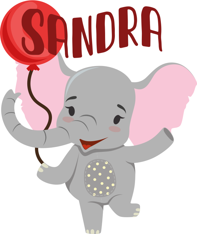 Vinyl teppe dyr elefant og ballong - Tenstickers