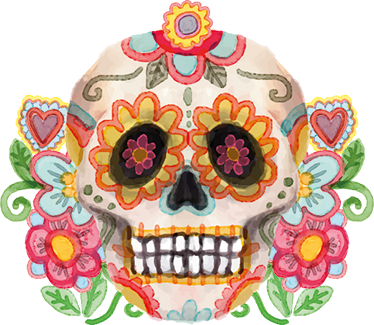 Halloween vinyl teppe aquarella blomsterhodeskalle - Tenstickers