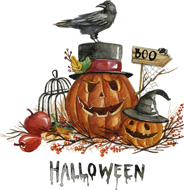 Halloween vinyl teppe med skremmende gresskar - Tenstickers
