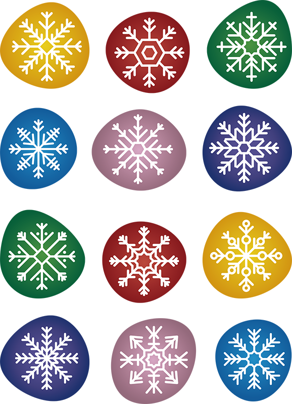 Jul vinyl teppe fargerike snøfnugg - Tenstickers