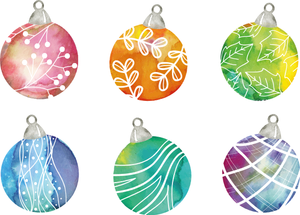 Jul vinyl teppe vannfargede julekuleornamenter - Tenstickers