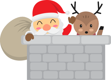 Jul vinyl teppe med nisse og reinsdyr - Tenstickers