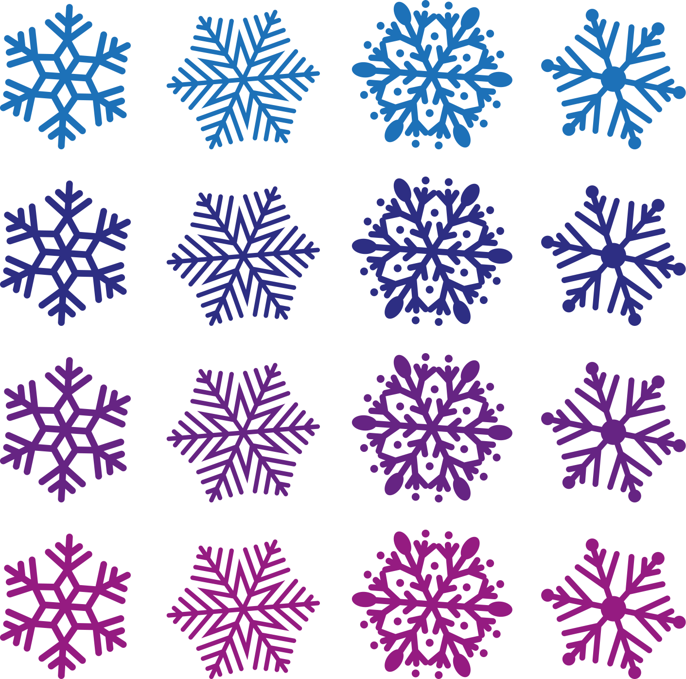 Jul vinyl teppe lilla og blå snøfnugg pakke - Tenstickers