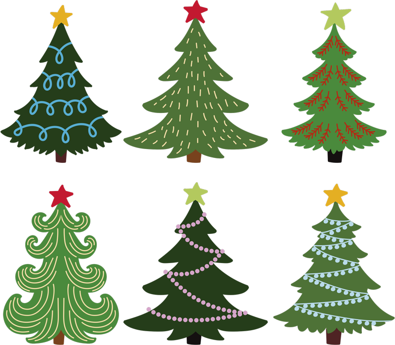 Jul vinyl teppe fargerike juletre - Tenstickers