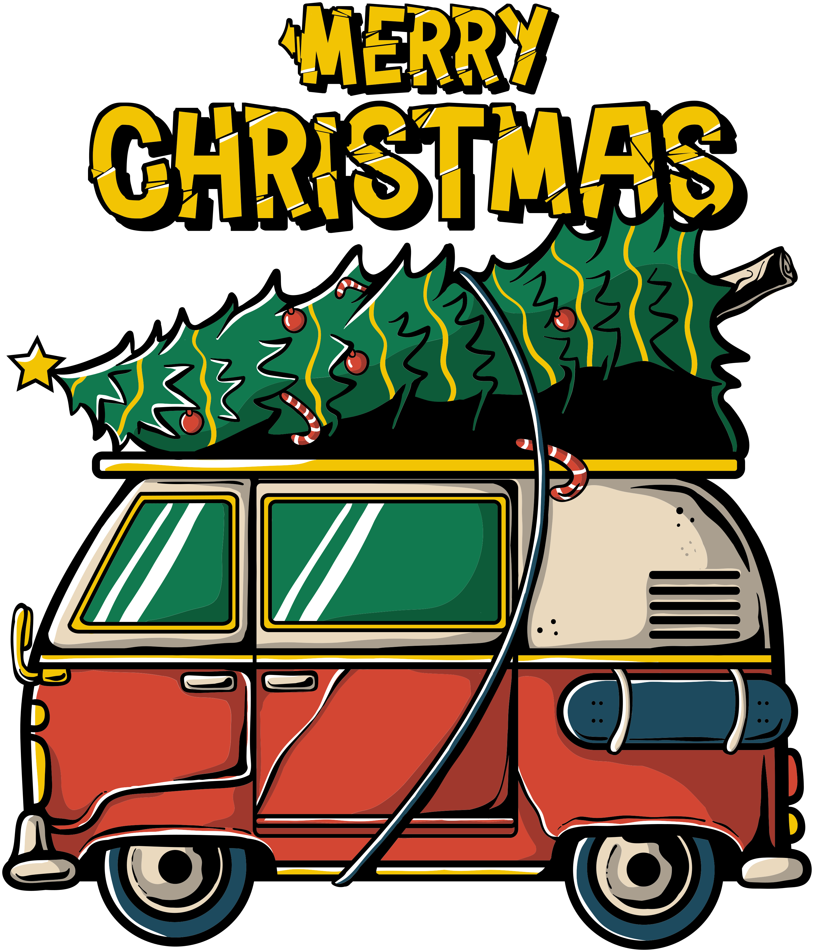 Jul vinyl teppe med nissens bil - Tenstickers