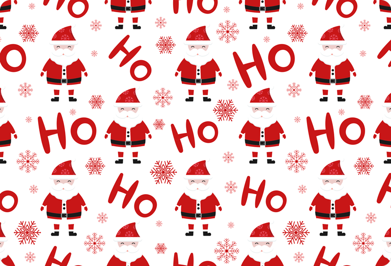 Jul vinyl teppe med julemann og hohoho mønster - Tenstickers