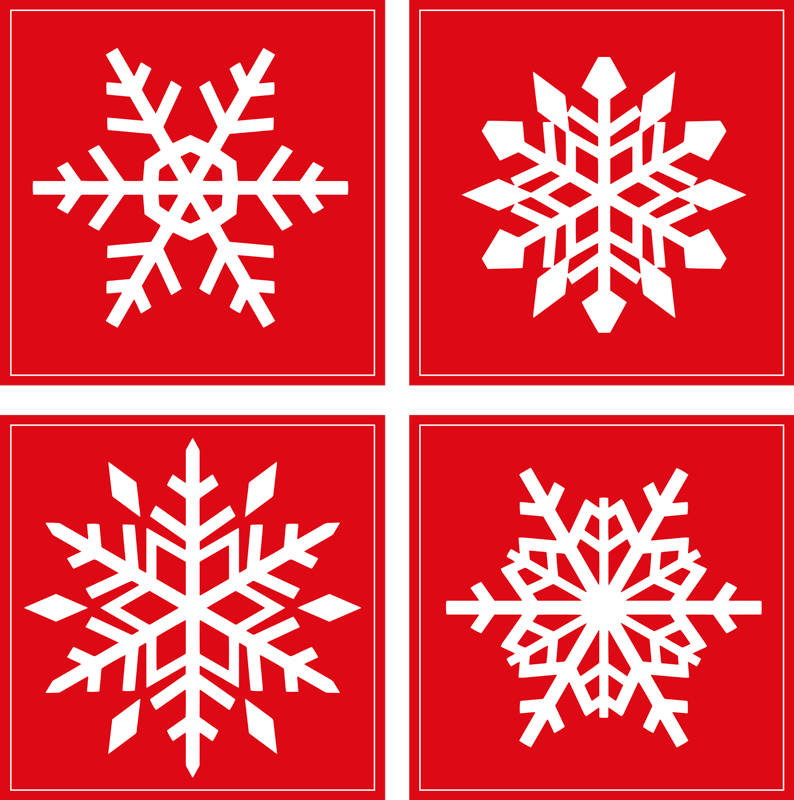 Jul vinyl teppe røde snøfnugg fliser - Tenstickers
