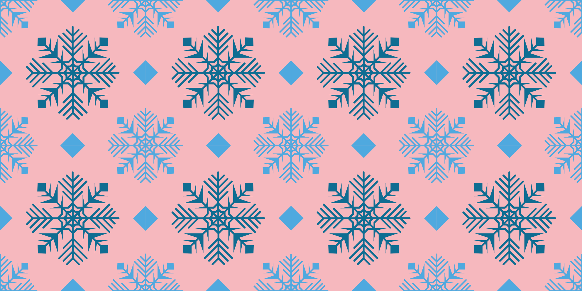 Jul vinyl teppe med rosa og blå snøfnugg mønster - Tenstickers