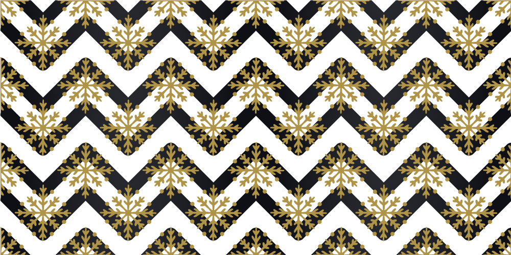 Jul vinyl teppe med gyldne snøfnugg på zigzag-striper - Tenstickers