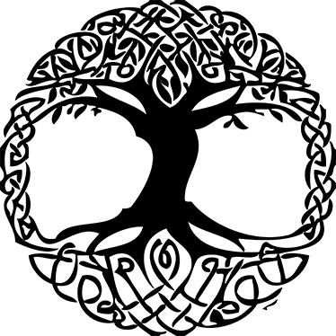 Vinyl teppe blomster og planter celta svart tre - Tenstickers