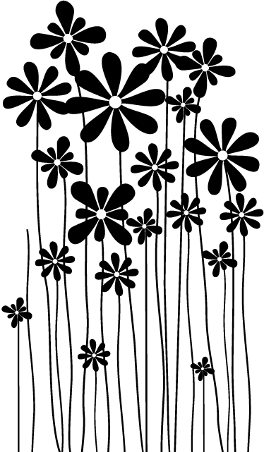 Store svarte blomster vinyl teppe blomster og planter - Tenstickers