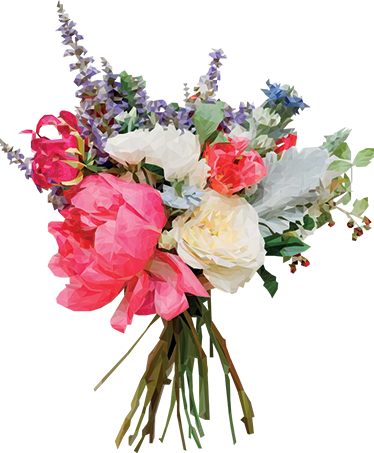 Geometrisk bukett vinyl teppe blomster og planter - Tenstickers