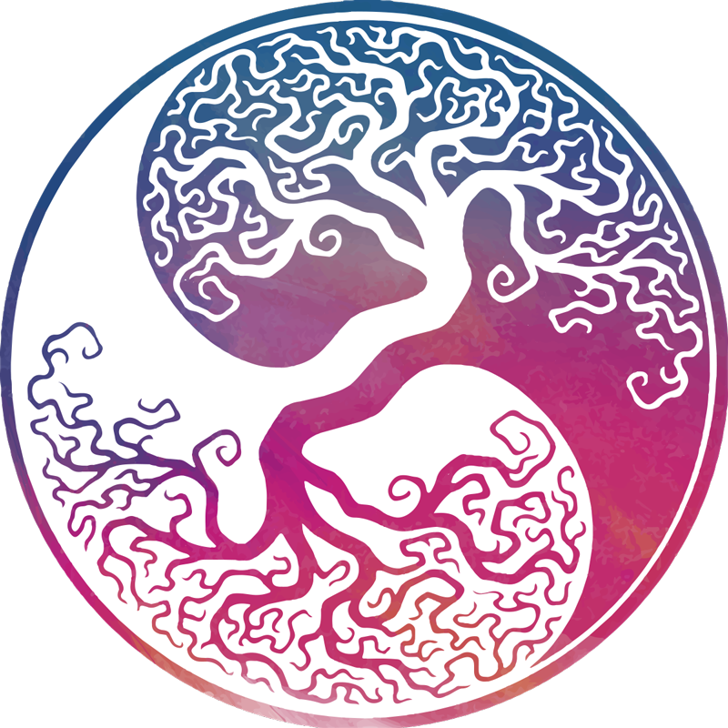 Vinyl teppe blomster og planter livets yin yang tre - Tenstickers