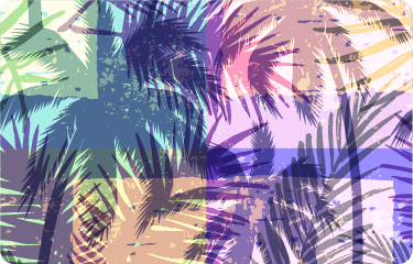 Retro palmemønster vinyl teppe blomster og planter - Tenstickers