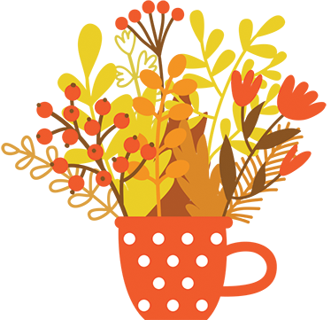 Høstkrukke vinyl teppe blomster og planter - Tenstickers