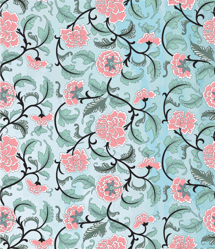 Vinyl teppe blomster og planter japanske blomsterfilm - Tenstickers
