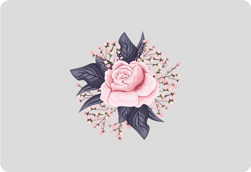 Vinyl teppe blomster og planter fantastisk design i rosa - Tenstickers