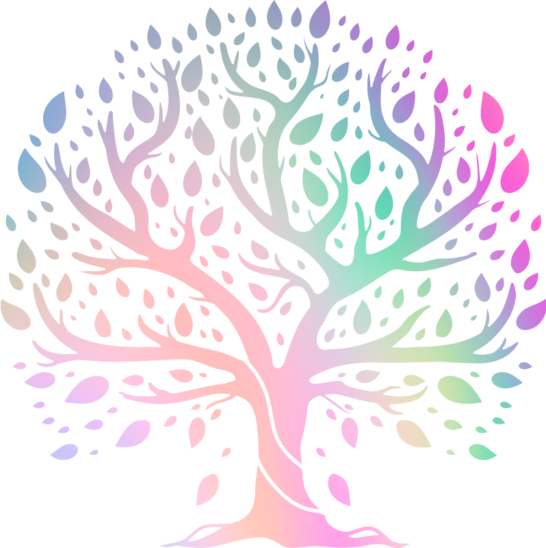 Tree of life regnbuefarger vinyl teppe blomster og planter - Tenstickers