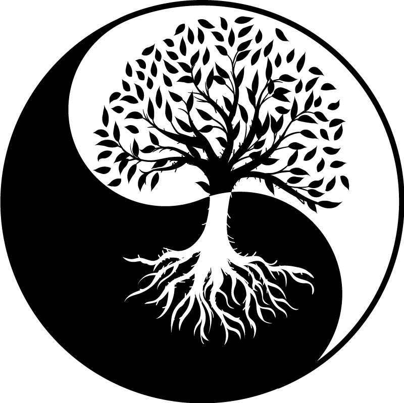 Vinyl teppe blomster og planter livets tre yin yang - Tenstickers