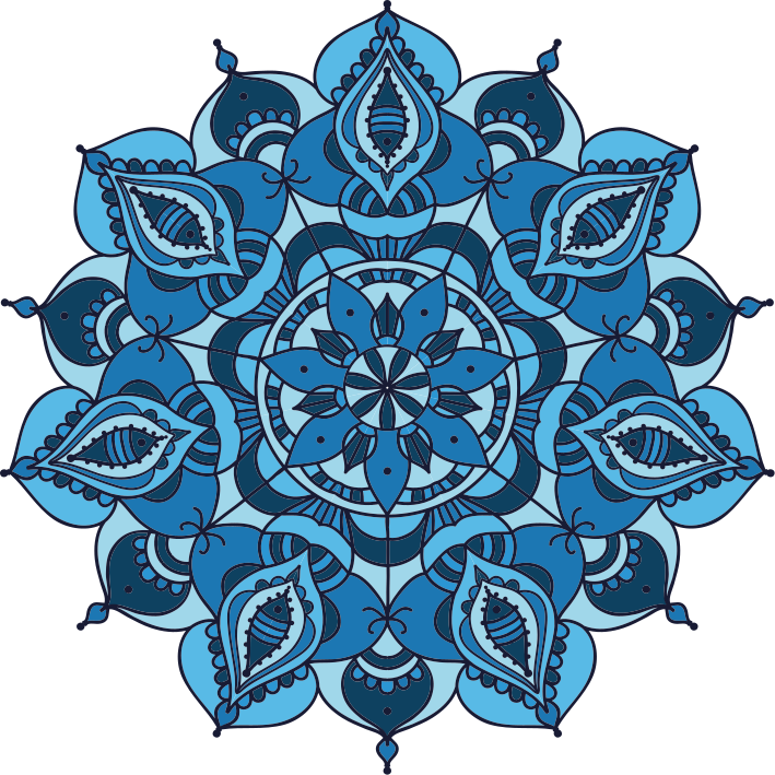 Vinyl teppe blomster og planter lotus blå mandala - Tenstickers