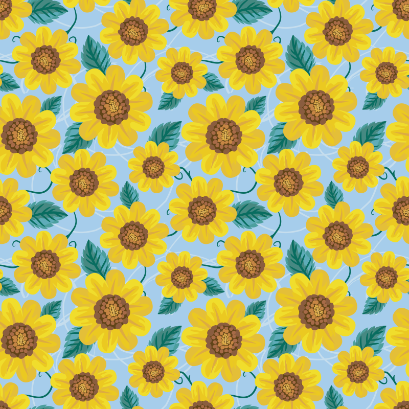 Solsikke mønster vinyl teppe blomster og planter - Tenstickers
