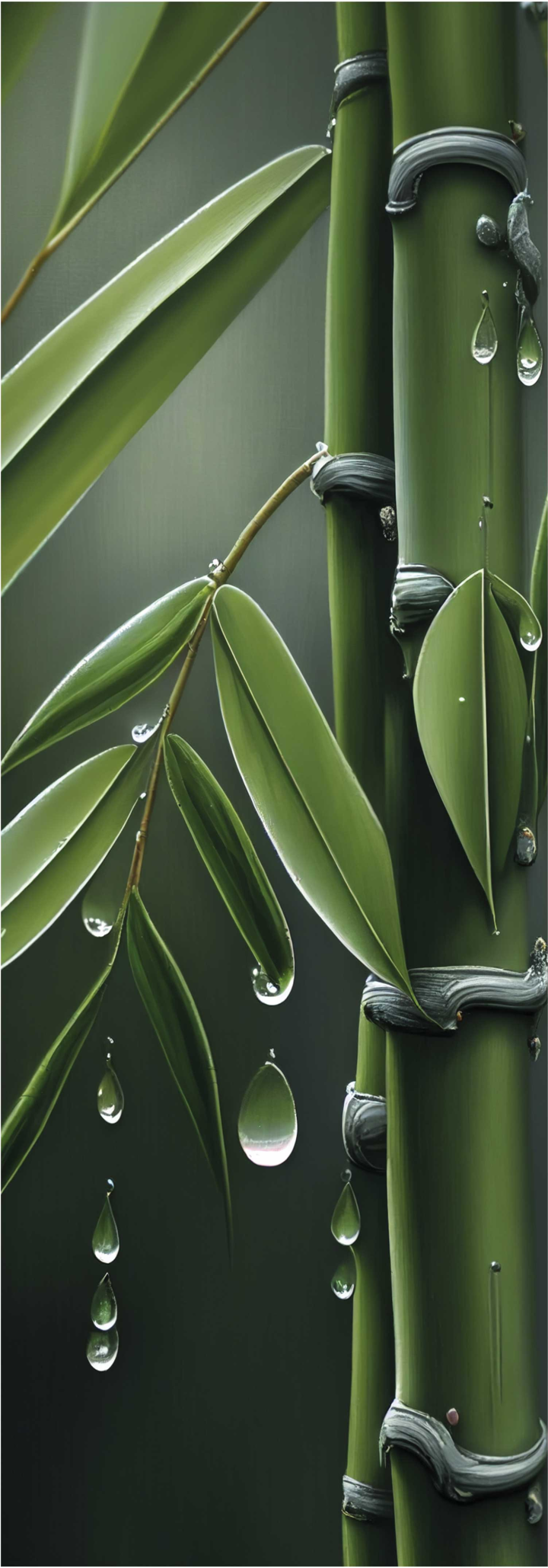 Bamboo med dråper vinyl teppe blomster og planter - Tenstickers