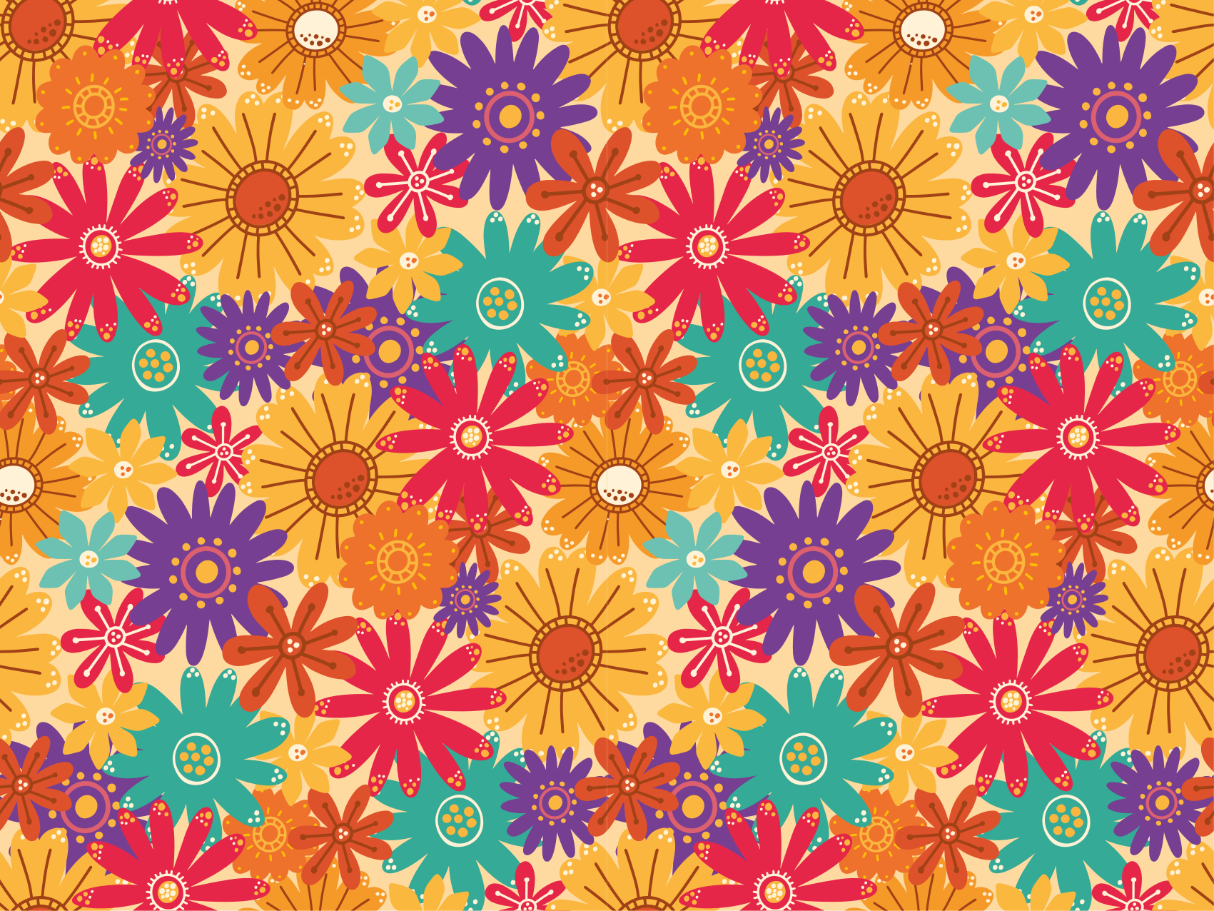 Masse blomster vinyl teppe blomster og planter - Tenstickers