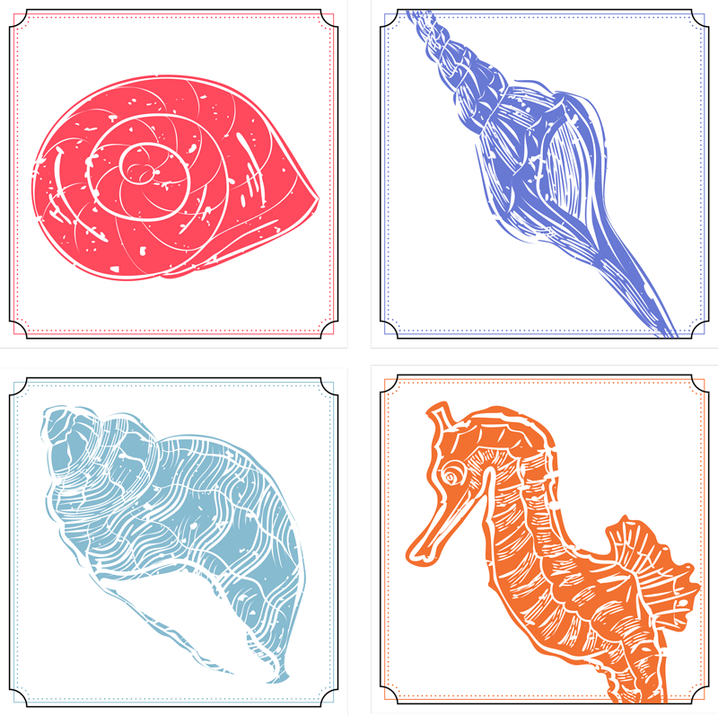 Vinyl teppe blomster og planter marine liv motiver - Tenstickers