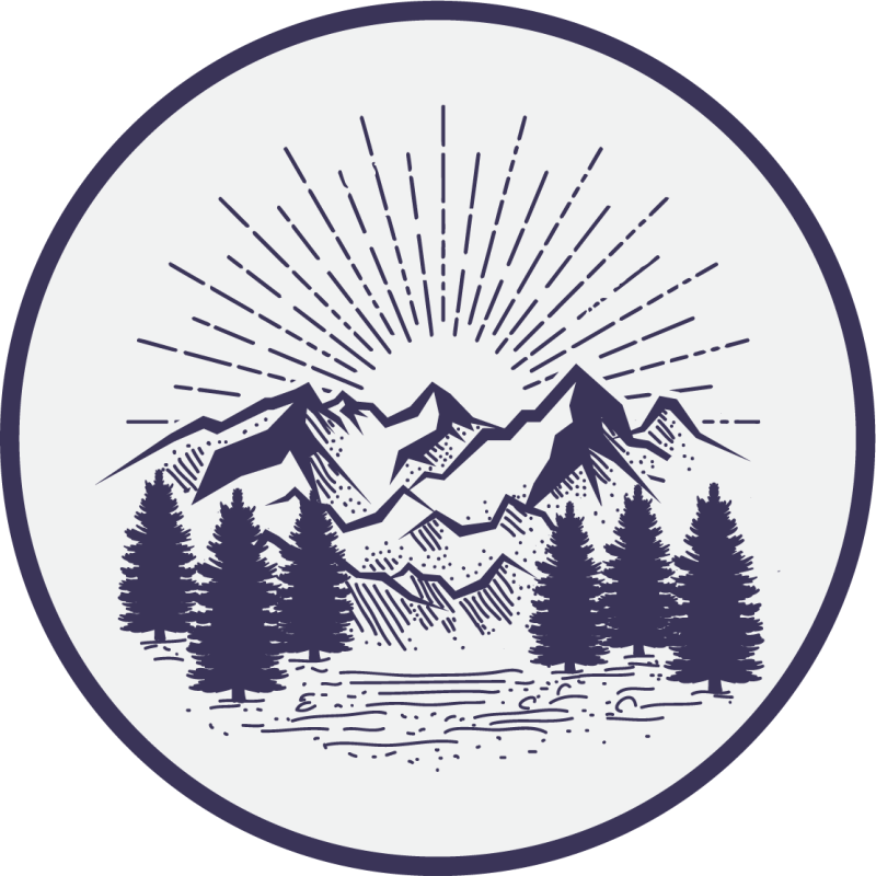 Fjellandskap sirkel vinyl teppe blomster og planter - Tenstickers